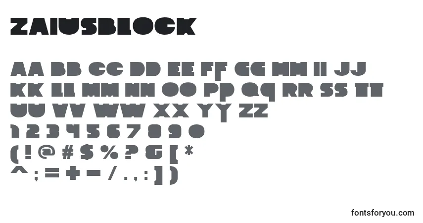 Шрифт ZaiusBlock – алфавит, цифры, специальные символы