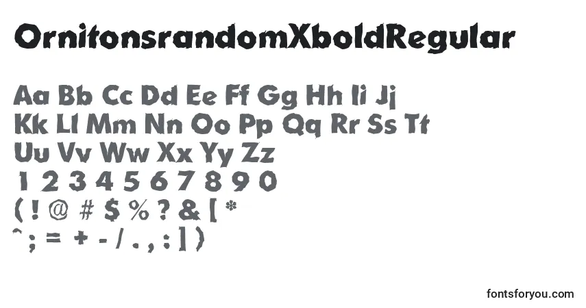 A fonte OrnitonsrandomXboldRegular – alfabeto, números, caracteres especiais