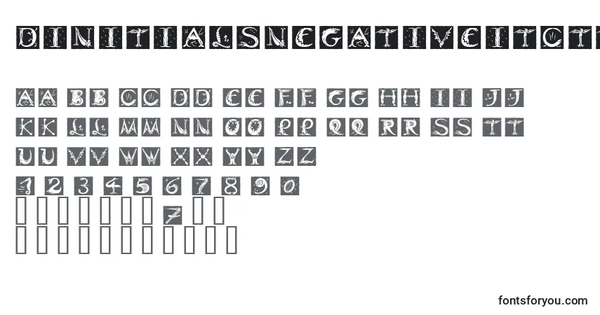 A fonte DinitialsNegativeItcTt – alfabeto, números, caracteres especiais