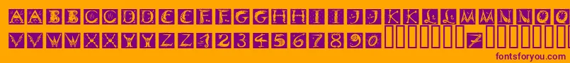 フォントDinitialsNegativeItcTt – オレンジの背景に紫のフォント