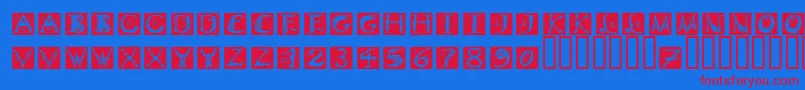 DinitialsNegativeItcTt-Schriftart – Rote Schriften auf blauem Hintergrund