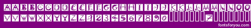 Fonte DinitialsNegativeItcTt – fontes brancas em um fundo violeta