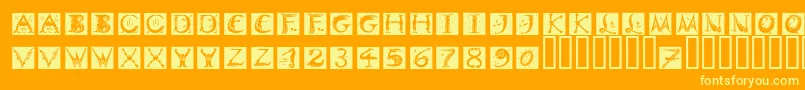 Шрифт DinitialsNegativeItcTt – жёлтые шрифты на оранжевом фоне