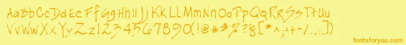 フォントLehn163 – オレンジの文字が黄色の背景にあります。