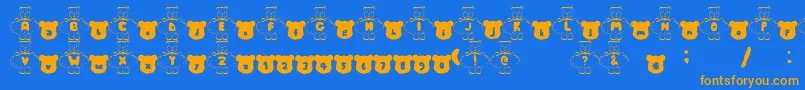 フォントMKumaFont – オレンジ色の文字が青い背景にあります。