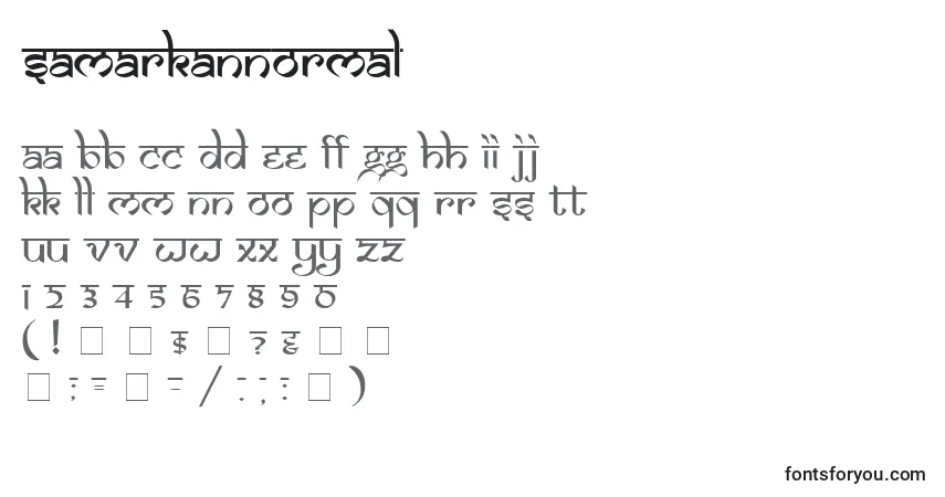 Czcionka SamarkanNormal – alfabet, cyfry, specjalne znaki