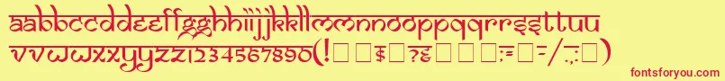 フォントSamarkanNormal – 赤い文字の黄色い背景