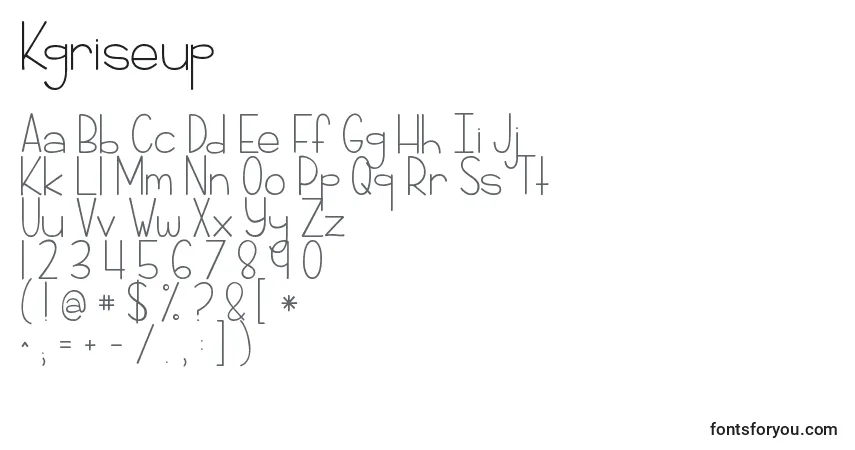A fonte Kgriseup – alfabeto, números, caracteres especiais