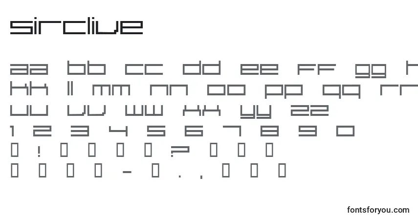 A fonte Sirclive – alfabeto, números, caracteres especiais