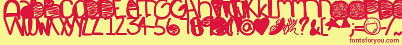Restless-Schriftart – Rote Schriften auf gelbem Hintergrund