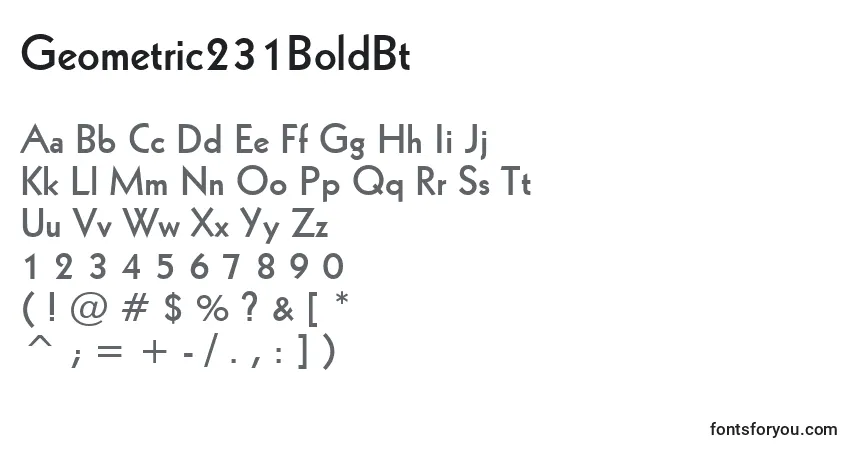 Шрифт Geometric231BoldBt – алфавит, цифры, специальные символы