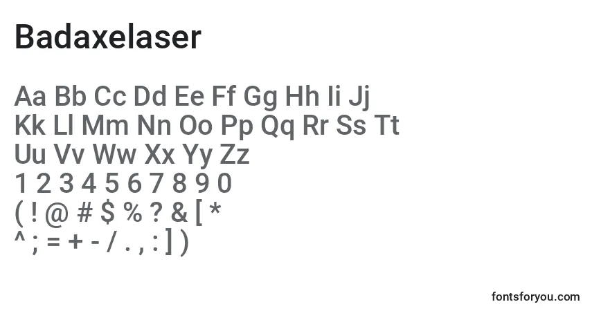 Schriftart Badaxelaser – Alphabet, Zahlen, spezielle Symbole