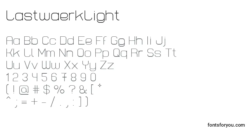 A fonte LastwaerkLight – alfabeto, números, caracteres especiais