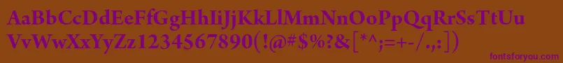 ArnoproBoldsubhead Font – Purple Fonts on Brown Background