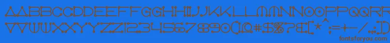 フォントAnglocelestialBold – 茶色の文字が青い背景にあります。