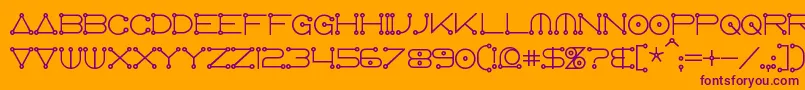 AnglocelestialBold-Schriftart – Violette Schriften auf orangefarbenem Hintergrund