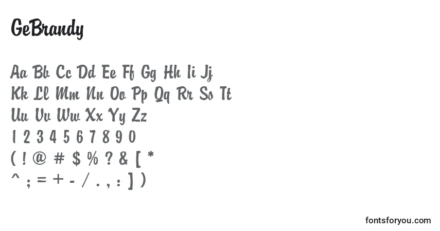 Шрифт GeBrandy – алфавит, цифры, специальные символы