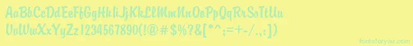 フォントGeBrandy – 黄色い背景に緑の文字