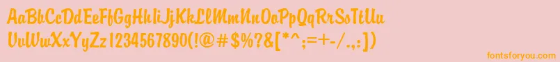 フォントGeBrandy – オレンジの文字がピンクの背景にあります。