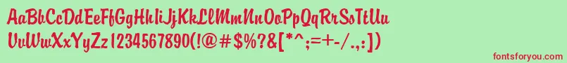 GeBrandy Font – Red Fonts on Green Background