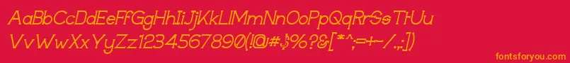 フォントTechiigm – 赤い背景にオレンジの文字