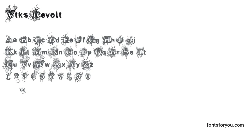 Schriftart Vtks Revolt – Alphabet, Zahlen, spezielle Symbole
