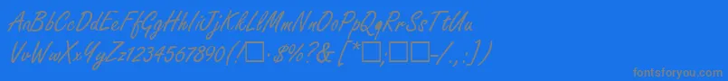 FondiaRegular-Schriftart – Graue Schriften auf blauem Hintergrund