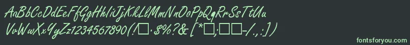 フォントFondiaRegular – 黒い背景に緑の文字