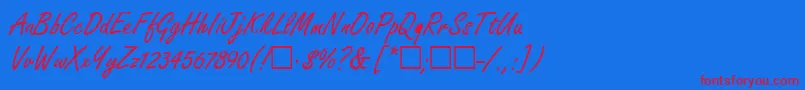 FondiaRegular Font – Red Fonts on Blue Background