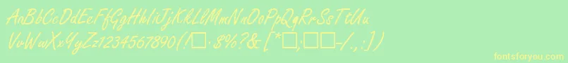 FondiaRegular-Schriftart – Gelbe Schriften auf grünem Hintergrund