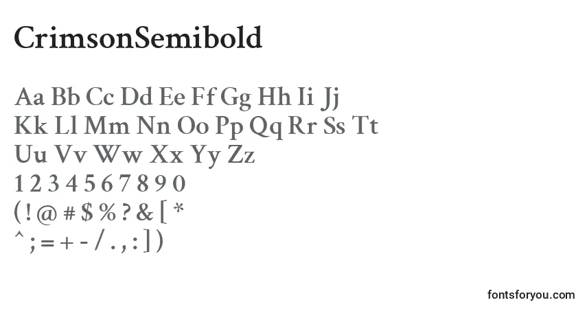 A fonte CrimsonSemibold – alfabeto, números, caracteres especiais