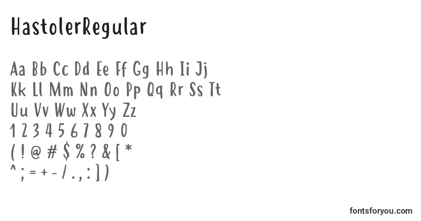 A fonte HastolerRegular – alfabeto, números, caracteres especiais