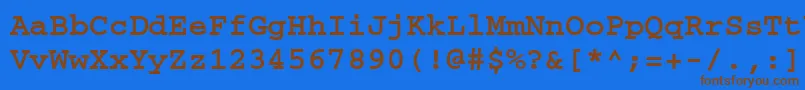 フォントCourierwincttBold – 茶色の文字が青い背景にあります。