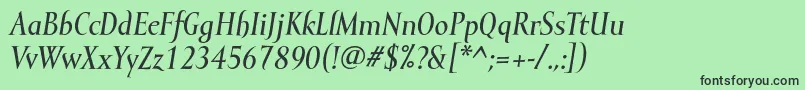 フォントMramormediumItalic – 緑の背景に黒い文字