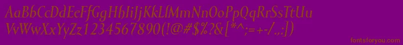 Fonte MramormediumItalic – fontes marrons em um fundo roxo