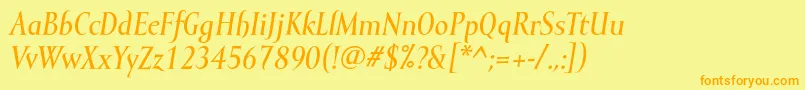 MramormediumItalic Font – Orange Fonts on Yellow Background