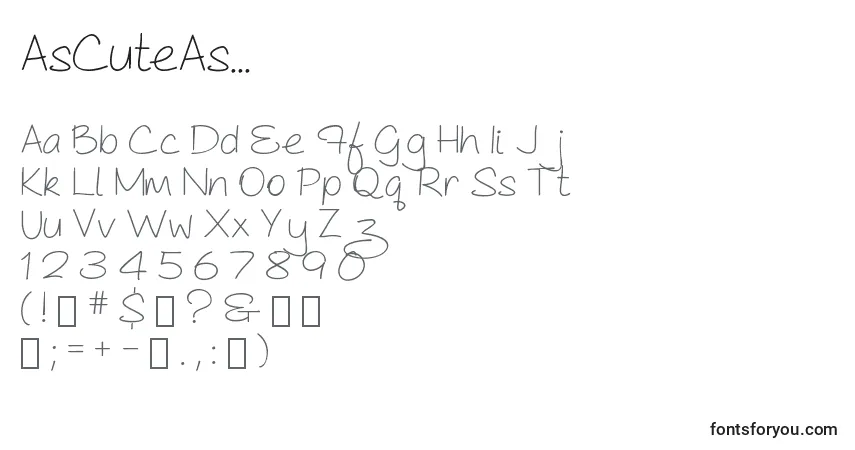 Schriftart AsCuteAs... – Alphabet, Zahlen, spezielle Symbole