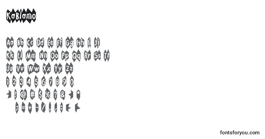 A fonte KaBlamo – alfabeto, números, caracteres especiais