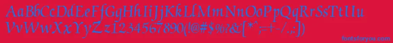 ChanceryRegular Font – Blue Fonts on Red Background