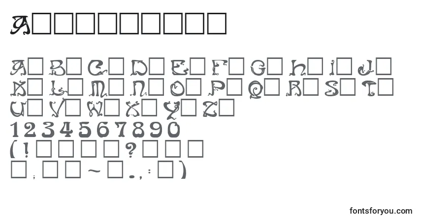Fuente Artnouveau - alfabeto, números, caracteres especiales