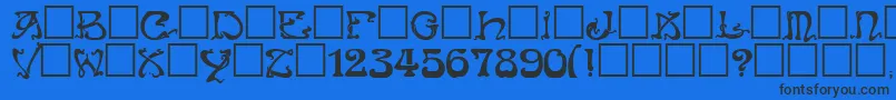 Artnouveau Font – Black Fonts on Blue Background