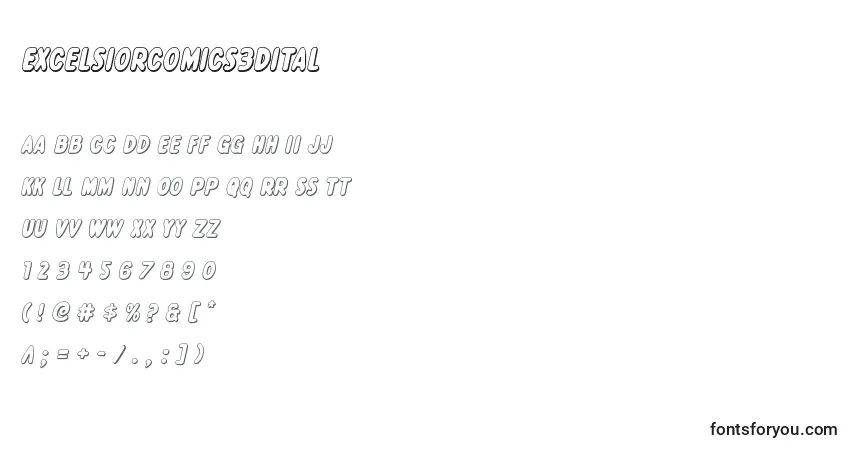 Шрифт Excelsiorcomics3Dital – алфавит, цифры, специальные символы