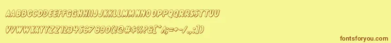 Excelsiorcomics3Dital Font – Brown Fonts on Yellow Background