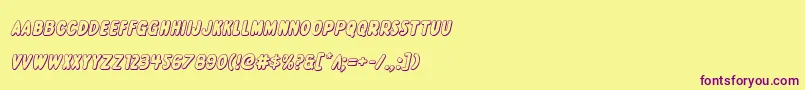 Шрифт Excelsiorcomics3Dital – фиолетовые шрифты на жёлтом фоне