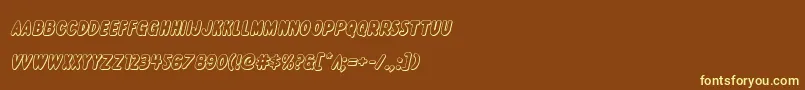 Excelsiorcomics3Dital-Schriftart – Gelbe Schriften auf braunem Hintergrund