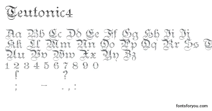 A fonte Teutonic4 – alfabeto, números, caracteres especiais