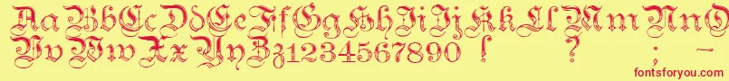 Teutonic4 Font – Red Fonts on Yellow Background