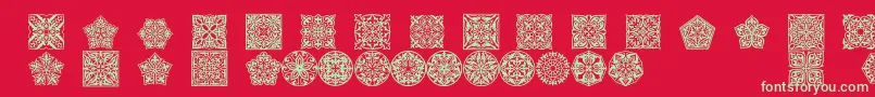 Czcionka Prt Ornament5 – zielone czcionki na czerwonym tle