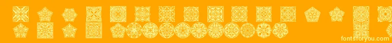 Prt Ornament5-Schriftart – Gelbe Schriften auf orangefarbenem Hintergrund