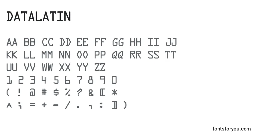 A fonte DataLatin – alfabeto, números, caracteres especiais